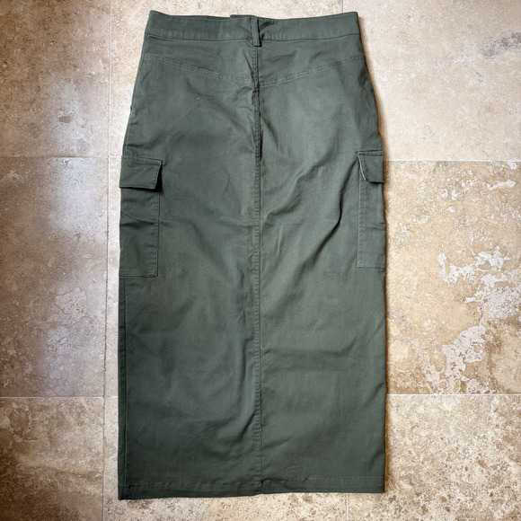 Jason Wu Utility Maxi Cargo Skirt Size M Front Slit Green Minimalist, Street - Picture 2 of 9
